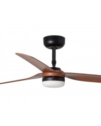 33817-20 Ventilador de techo con luz negro y 3 palas color madera motor DC modelo Punt Faro Barcelona
