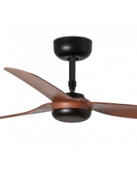 33817 Ventilador de techo sin luz negro y 3 palas color madera motor DC modelo Punt Faro Barcelona
