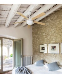 33514WP Ventilador de techo con luz y wifi blanco DC y cinco palas reversibles modelo Izaro de Faro Barcelona