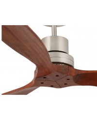 33508DC Ventilador de techo níquel mate y 3 palas madera nogal motor DC modelo mini Lantau Faro Barcelona