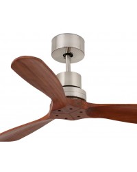33508DC Ventilador de techo níquel mate y 3 palas madera nogal motor DC modelo mini Lantau Faro Barcelona