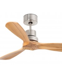 33509DC Ventilador de techo níquel mate y 3 palas madera pino motor DC modelo mini Lantau Faro Barcelona