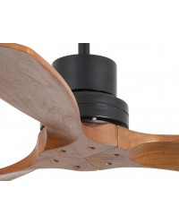 33517DC Ventilador de techo negro mate y 3 palas madera nogal motor DC modelo mini Lantau Faro Barcelona