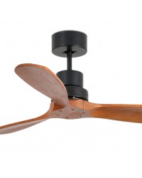 33517DC Ventilador de techo negro mate y 3 palas madera nogal motor DC modelo mini Lantau Faro Barcelona