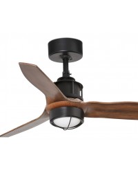 33425-10 Ventilador de techo con luz negro mate y 3 palas nogal modelo mini justfan Faro Barcelona