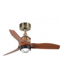 33428-10 Ventilador de techo con luz oro viejo y 3 palas nogal oscuro modelo justfan Faroo Barcelona