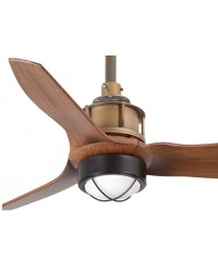 33428-10 Ventilador de techo con luz oro viejo y 3 palas nogal oscuro modelo justfan Faroo Barcelona
