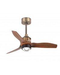 33428-10 Ventilador de techo con luz oro viejo y 3 palas nogal oscuro modelo justfan Faroo Barcelona