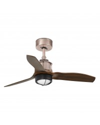 33423-10 Ventilador de techo con luz cobre y 3 palas nogal modelo mini justfan Faro Barcelona