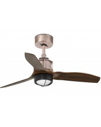 33427-10  Ventilador de techo con luz cobre y 3 palas negro mate modelo mini justfan Faro Barcelona