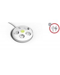 2644 FAMATEL Base 4 Tomas TT C/Cable 1,5M C/INT. 2 USB Blanco