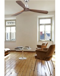 33370DCWP Ventilador de techo sin luz Smart Fan, con motor DC, cuerpo níquel y 3 palas en madera nogal modelo Lantau de Faro