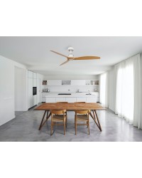 32110 Ventilador de techo sin luz blanco y  3 palas en color madera clara DC Justfan de Faro Barcelona