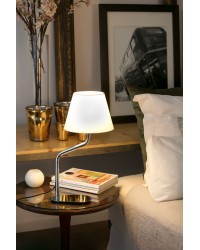 24008-13 Lámpara sobremesa cuerpo cromo y pantalla blanca modelo Eterna de Faro Barcelona