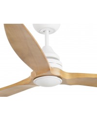 33727DC Ventilador de techo con luz blanco y madera, motor DC, modelo Alo de Faro.