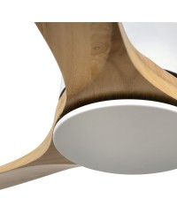34201A Ventilador de techo extra grande sin luz blanco y 3 palas madera pino DC modelo Kauai de Faro Barcelona