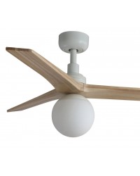 34281-11L Ventilador con luz E27 blanco y 3 palas madera roble DC modelo Klim de Faro