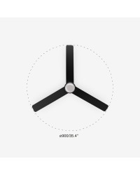 33822-1TW Ventilador de techo con luz negro DC, 3 palas, Ø900mm, modelo mini punt de Faro