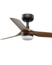33823-1TW Ventilador de techo con luz negro DC, 3 palas nogal, Ø900mm, modelo mini punt de Faro