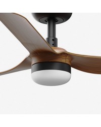 33823-1TW Ventilador de techo con luz negro DC, 3 palas nogal, Ø900mm, modelo mini punt de Faro