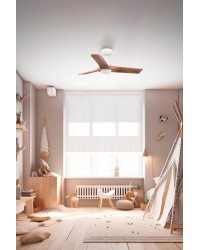 33805-1TW Ventilador de techo  con luz LED CCT blanco 3 palas de madera arce, Ø900mm, motor DC, modelo Heywood, de Faro