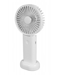 93.045 Mini ventilador portátil de mano, colgar y sobremesa, abatible, blanco, con carga USB de DH