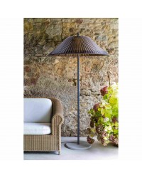 71569-08 Lámpara pie de salón 2 metros para la iluminación exterior gris y pantalla de mimbre marrón modelo Saigon out de Faro