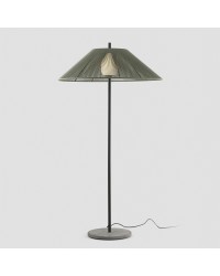 71569-12 Lámpara pie de salón 2 metros de exterior gris y pantalla C100 de PP verde pistacho modelo Saigon out de Faro