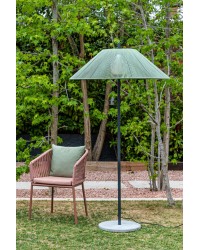 71569-12 Lámpara pie de salón 2 metros de exterior gris y pantalla C100 de PP verde pistacho modelo Saigon out de Faro