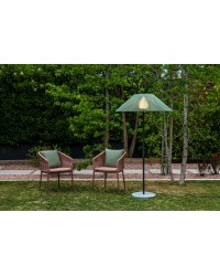 71569-12 Lámpara pie de salón 2 metros de exterior gris y pantalla C100 de PP verde pistacho modelo Saigon out de Faro