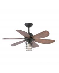 33703 Ventilador de techo con luz negro mate y 6 palas nogal modelo chicago de Faro Barcelona