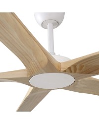 34191 Ventilador de techo sin luz cuerpo blanco y 5 palas pino, motor DC, diámetro Ø200cm, modelo Bigwood 20 de Faro