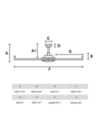 34202-130 Ventilador de techo con luz blanco DC, diámetro Ø200cm, 6 palas, modelo Rotterdam 20 de Faro
