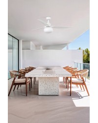 34363-11L Ventilador de techo con luz blanco, DC, exterior, 3 palas, modelo Outwood de Faro