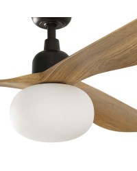 343601B Ventilador de techo con luz marrón, DC, exterior, 3 palas roble, modelo Outwood de Faro