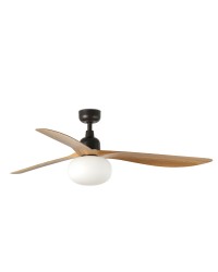343601B Ventilador de techo con luz marrón, DC, exterior, 3 palas roble, modelo Outwood de Faro