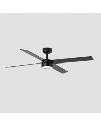 34356-1TW Ventilador de techo con luz LED CCT negro DC, 4 palas, modelo Rudder L 4 de Faro