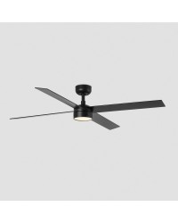 34356-1TW Ventilador de techo con luz LED CCT negro DC, 4 palas, modelo Rudder L 4 de Faro