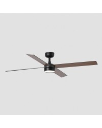 34356-1TW Ventilador de techo con luz LED CCT negro DC, 4 palas, modelo Rudder L 4 de Faro