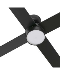34356-1TW Ventilador de techo con luz LED CCT negro DC, 4 palas, modelo Rudder L 4 de Faro