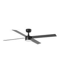 34356-1TW Ventilador de techo con luz LED CCT negro DC, 4 palas, modelo Rudder L 4 de Faro