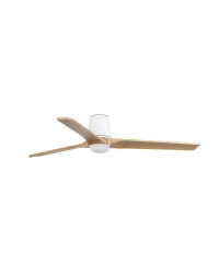 33838-1TW Ventilador de techo con luz LED CCT blanco mate, DC, 3 palas pino, modelo Heywood Tub L de Faro