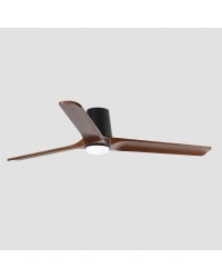 33839-1TW Ventilador de techo con luz LED CCT negro mate, DC, 3 palas nogal, modelo Heywood Tub L de Faro