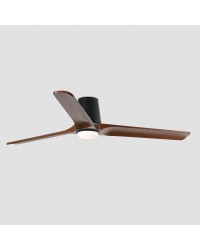 33839-1TW Ventilador de techo con luz LED CCT negro mate, DC, 3 palas nogal, modelo Heywood Tub L de Faro