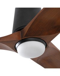33839-1TW Ventilador de techo con luz LED CCT negro mate, DC, 3 palas nogal, modelo Heywood Tub L de Faro