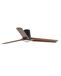 33839-1TW Ventilador de techo con luz LED CCT negro mate, DC, 3 palas nogal, modelo Heywood Tub L de Faro
