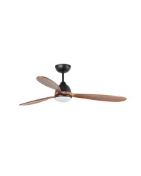 33527 Ventilador de techo con luz LED negro y 3 palas nogal, DC, modelo Poros de Faro
