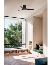 33827 Ventilador de techo de plafón sin luz negro  DC, 3 palas, modelo Hey Tub de Faro