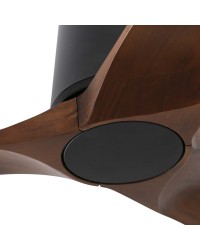33837 Ventilador de techo de plafón sin luz negro y 3 palas madera pino, DC, modelo Heywood Tub S de Faro