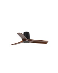 33837 Ventilador de techo de plafón sin luz negro y 3 palas madera pino, DC, modelo Heywood Tub S de Faro